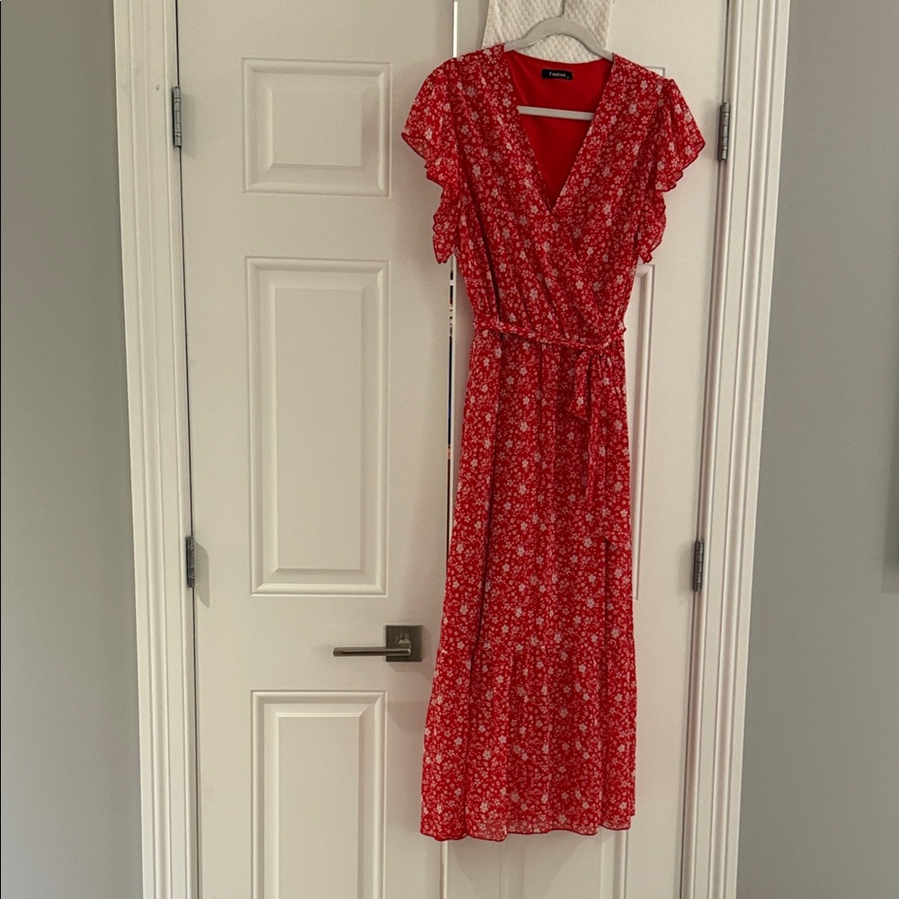Red Floral Maxi Dress